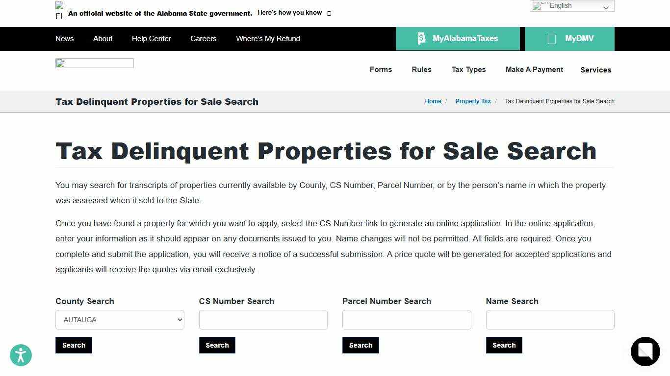 Tax Delinquent Properties for Sale Search - Alabama Department of Revenue